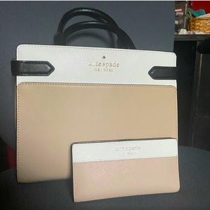 Kate Spade Staci Two Tone Medium Leather Satchel and Wallet
